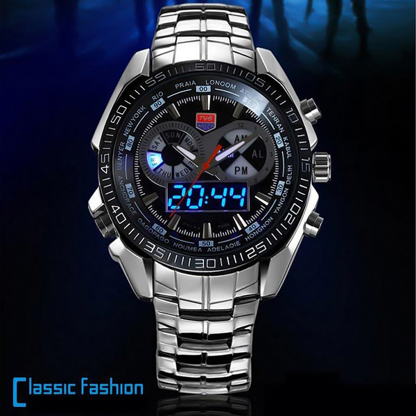 Military Style, Hybrid LED/Analog Cool Fashion Watch